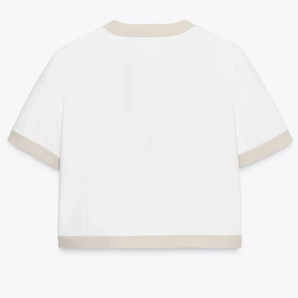 ZARA Short Sleeve Combination Contrast Blazer | Small, New - Picture 8 of 16